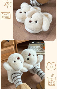 Warm Fleece Lined Cotton Slippers Women's Bedroom Anti-Slip Thick Bottom Head Cover Autumn Winter Home Comfortable Slippers