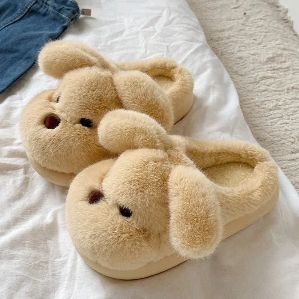 Warm Fleece Lined Cotton Slippers Women's Bedroom Anti-Slip Thick Bottom Head Cover Autumn Winter Home Comfortable Slippers