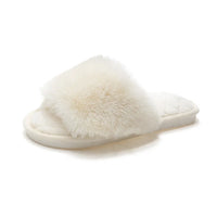 Autumn Winter Women's Cotton Slippers Open Toe Home Warm One Word Furry Slippers Women Floor Plush Warm Shoes