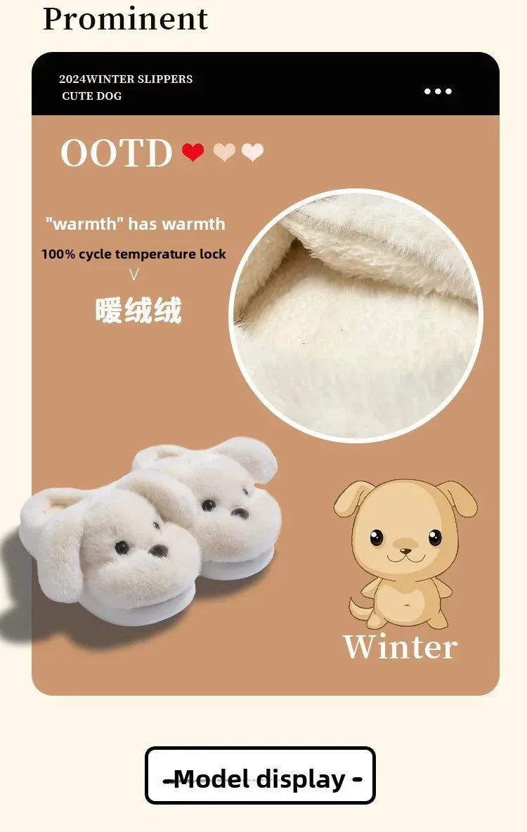 Warm Fleece Lined Cotton Slippers Women's Bedroom Anti-Slip Thick Bottom Head Cover Autumn Winter Home Comfortable Slippers
