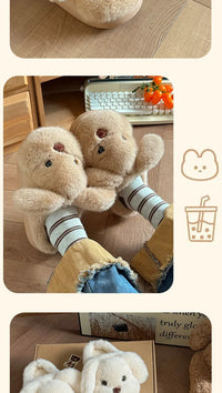 Warm Fleece Lined Cotton Slippers Women's Bedroom Anti-Slip Thick Bottom Head Cover Autumn Winter Home Comfortable Slippers