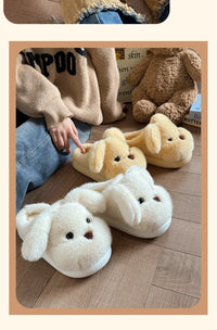 Warm Fleece Lined Cotton Slippers Women's Bedroom Anti-Slip Thick Bottom Head Cover Autumn Winter Home Comfortable Slippers