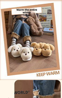 Warm Fleece Lined Cotton Slippers Women's Bedroom Anti-Slip Thick Bottom Head Cover Autumn Winter Home Comfortable Slippers