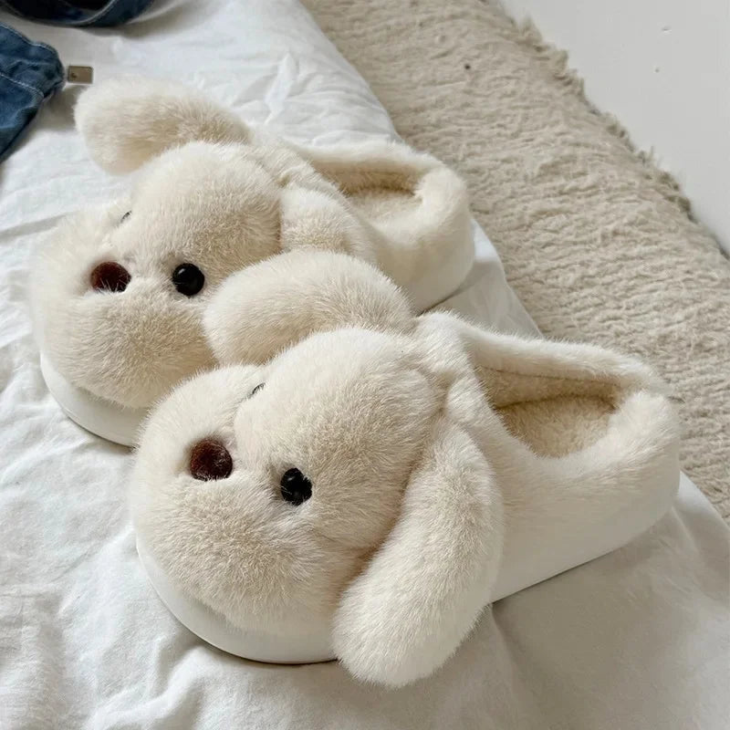 Warm Fleece Lined Cotton Slippers Women's Bedroom Anti-Slip Thick Bottom Head Cover Autumn Winter Home Comfortable Slippers