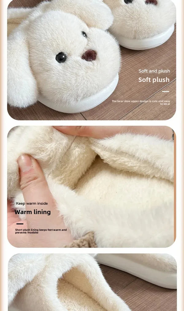 Warm Fleece Lined Cotton Slippers Women's Bedroom Anti-Slip Thick Bottom Head Cover Autumn Winter Home Comfortable Slippers