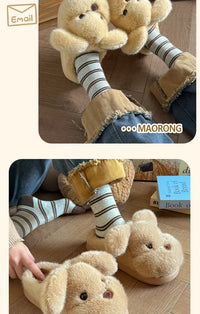 Warm Fleece Lined Cotton Slippers Women's Bedroom Anti-Slip Thick Bottom Head Cover Autumn Winter Home Comfortable Slippers