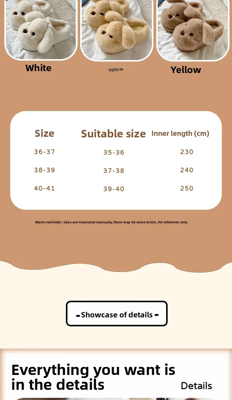 Warm Fleece Lined Cotton Slippers Women's Bedroom Anti-Slip Thick Bottom Head Cover Autumn Winter Home Comfortable Slippers